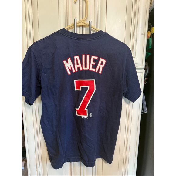 Majestic Unisex MLB Minnesota Twins Joe Mauer #7 Graphic T-Shirt Blue Large - Picture 6 of 7